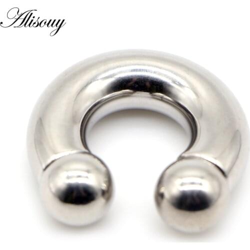 Alisouy 1 PC C-shape Stainless Steel Captive Hoop Eyebrow Tragus Ear Piercing Nose Closure Nipple Bar Lips Large Body Jewelry