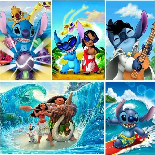 Diamond Painting Disney "Stitch Lilo Series" 5D DIY Diamond Embroidery Landscape Rhinestone Art Home Decor Gift