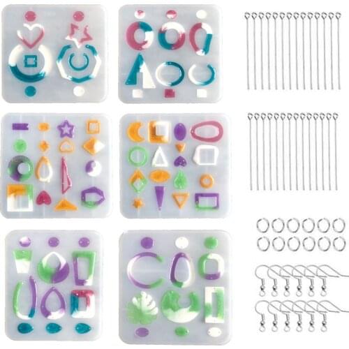Aouke 76pcs Earring Epoxy Resin Molds, Bohemian Drop Resin Earring Mold, Fashion Jewelry Resin Silicone Molds for Women Girls