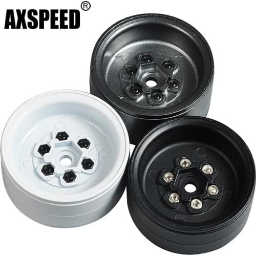 AXSPEED 1/4PCS Metal Alloy 1.9 Inch Beadlock Wheel Rim for 1/10 RC Crawler Axial SCX10 90046 D90 1.9'' Wheel Hub