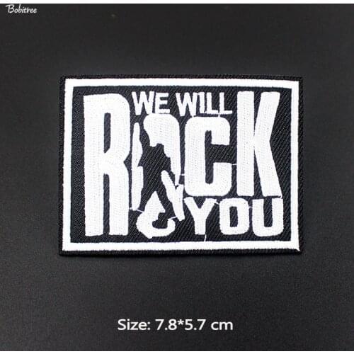 White Letters Rock Patches iron on Transfer for Clothing Jeans Fashion Cool Badges Embroidered Applique Stickers