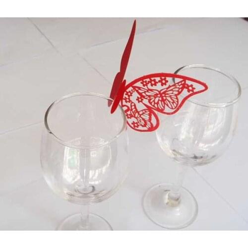 Free shipping 48X white/Red/Pink/Light Blue/Black/Sky blue/Ivory butterfly Laser cut wedding cup card place cards escort card