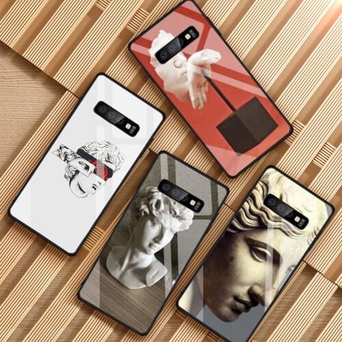 Art David Statue flower Tempered Glass Phone Case For Samsung Galaxy S8 S9 S10 S20 PLUS J6 J8 2018 NOTE 8 9 10 Cover Shell