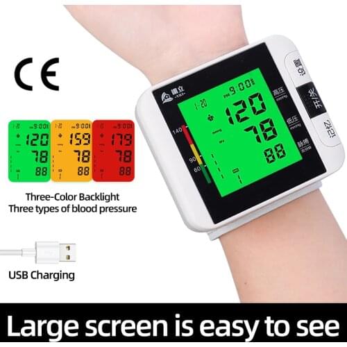 Digital Wrist Blood Pressure Monitor Pulse Heart Beat Rate Monitor Device Medical Mini Sphygmomanometer Equipment