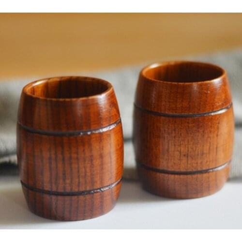 Barrel Shape Beer Tea Coffee Milk Water Cup Wooden Kitchen Bar Pub Drinkware