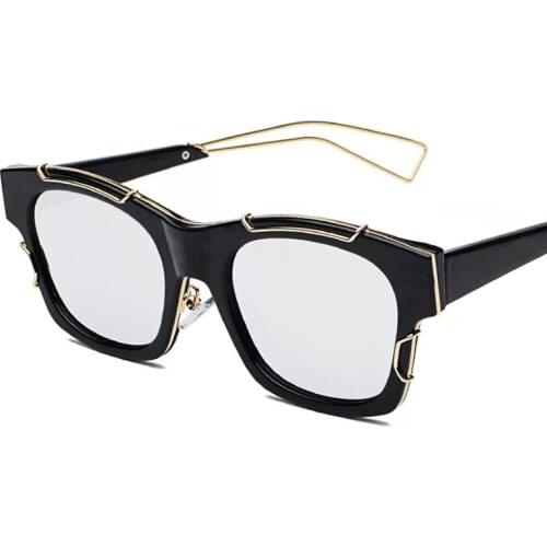 Cheap Designer Sunglasses Black for Woman Fashion Silver Mirror Retro White Beach Sun Glasses for Sale with case hot brand frame