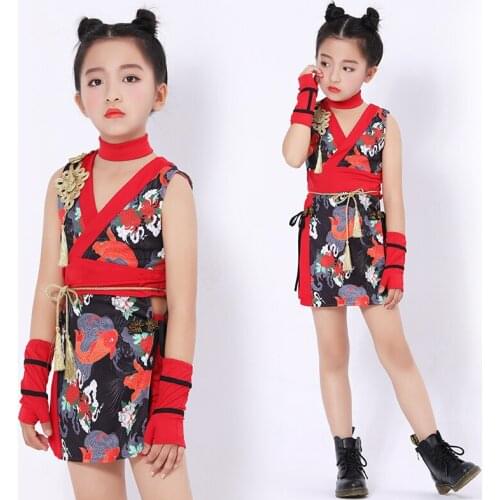 Girls Jazz Dance Costumes Chinese Style Cheongsam Dress Kids Clothes Catwalk Performance Festival Clothing Stage Costumes 1631