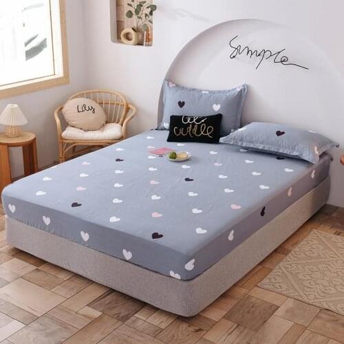 Elastic Fitted Sheet Cotton Bed Linen Home Double Couple Queen Mattress Cover 180x200 150x200cm Bedspread Customized Any Size