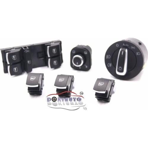 EU Brushed Auto Headlight Chrome Switch+Side Mirror Master Window Switch FOR VW Tiguan Passat B6 CC Golf 5 6 Jetta MK5 MK6