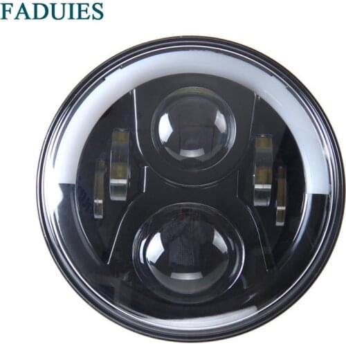 FADUIES 7" Motorcycle LED Headlight with Halo Ring for Motorcycles with 7" Headlight (Black)