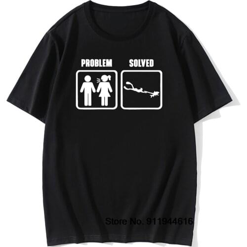 Problem Solved Spearfishing Freediving T Shirt Scuba Diver Spear Fishing Short Sleeve T-Shirt Cotton Men Clothes Graphic Tees