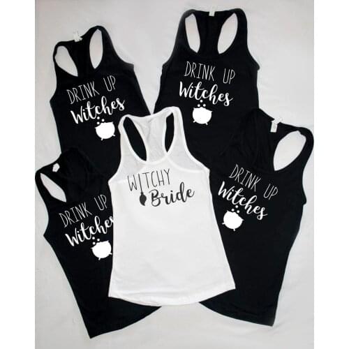 Halloween Wedding Witchy Bride Drink up Witches Bridal Party Bachelorette graphic Tank Tops vest undershirt singlet sleeveless