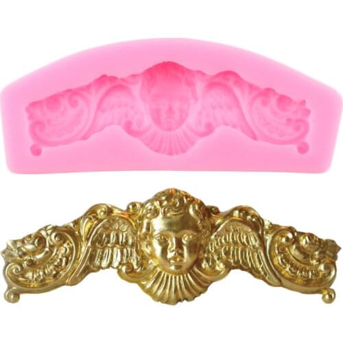 Cherub Angel Pediment Silicone Molds DIY Relief Cake Border Fondant Cake Decorating Tools Candy Clay Chocolate Gumpaste Moulds