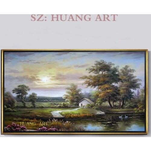 Knife oil painting decorative hand-painted scene and large mural landscape hotel and family and coffee shop, lobby sofa study