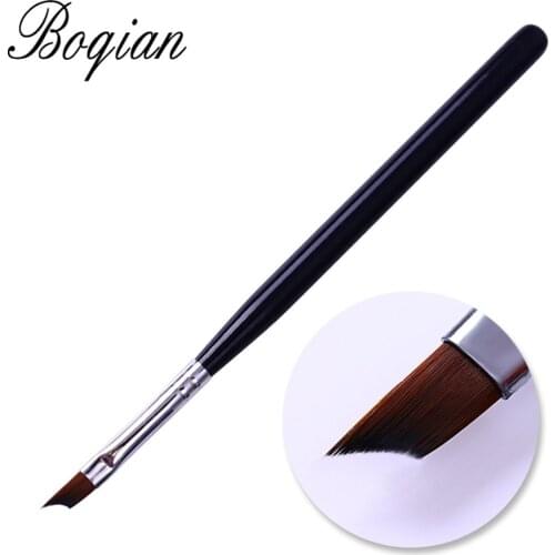 BQAN French Tip Nail Brush Silver Black Handle Half Moon Shape Acrylic Painting Drawing Pen Manicure Nail Art Tool UV Gel