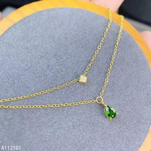 KJJEAXCMY fine Jewelry 925 Sterling Silver Natural Diopside Girl new trendy Pendant Necklace Support Test Chinese style