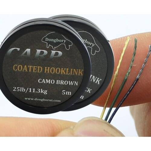 1PCS 5m Carp Fishing Line Hook Link Carp Coated Hooklink Braid Line for Hair Rig 25IB Carp Coarse Fishing Tackle