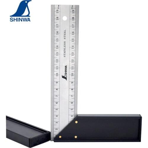 High Quality SHINWA Penguin Miter Try Square Stainless Steel Right Angle Ruler 20/25/30cm Front and Back Same Scale