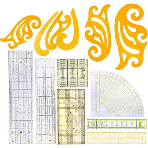 LMDZ 12pcs Sewing Patchwork Quilting Ruler Plastic Garment Cutting CraftScale Patchwork Sewing Ruler