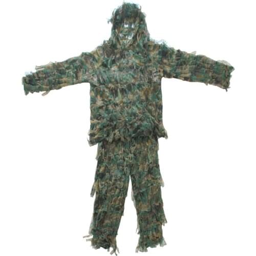 Men Women Kids Outdoor Ghillie Suit Camouflage Clothes Jungle Suit CS Training Leaves Clothing Hunting Suit Pants Hooded Cool