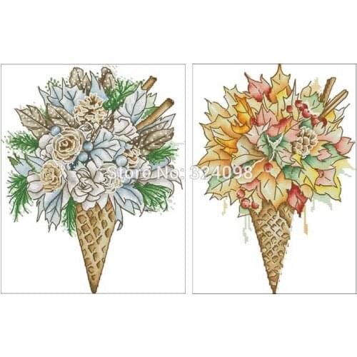 Sweet cone flower patterns Counted Cross Stitch 11CT 14CT 18CT DIY wholesale Chinese Cross Stitch Kits Embroidery Needlework Set