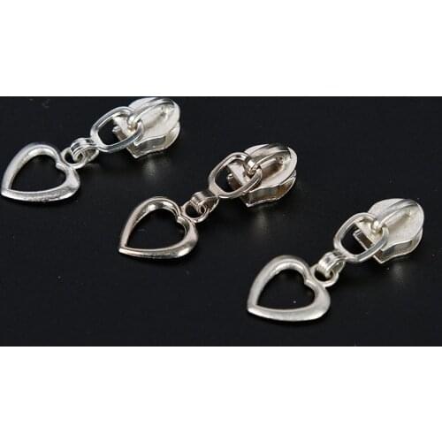 10pcs 5# Heart Shape Zipper Sliders Zipper Repair Kits Garment Bag Sewing Decoration DIY Tailors Sewing Accessories