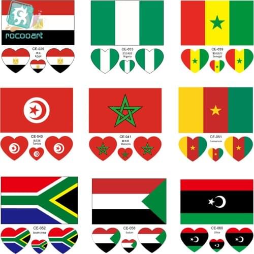 All Africa Country Flag Face Sticker World Cup Egypt Nigeria Angola Tunisia Morocco Sport Meeting Facial Temporary Fake Tattoo