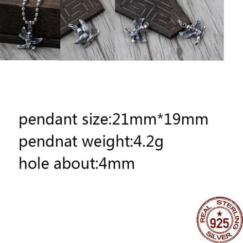 B02 925 sterling silver pendant unique personality wild retro couple pendant punk hip-hop style skull wing shape jewelry