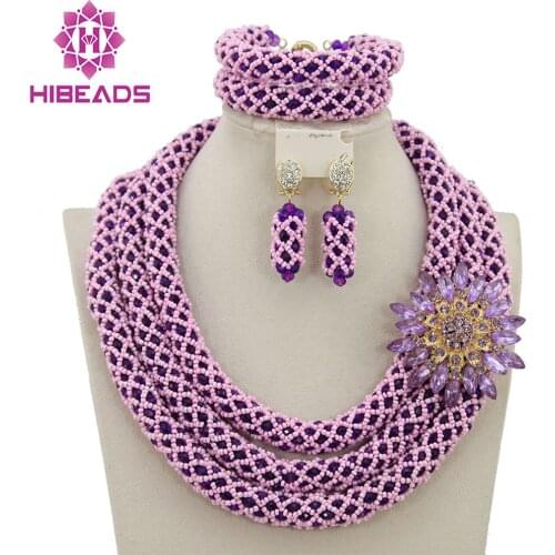 Latest Fashion Wedding African Beads Jewelry Set Handmade Statement Necklace Set Party Jewelry Set Free Shipping WB157