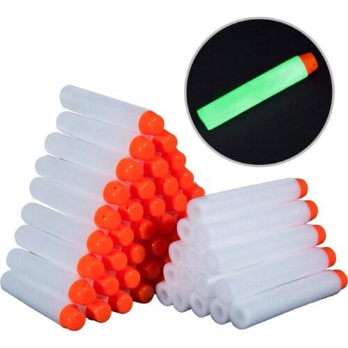 White Glow in the Dark Soft Refill Bullet Replacement Foam Luminous Bullet For Nerf Toy Gun Elite Series Soft Hole Bullets Darts