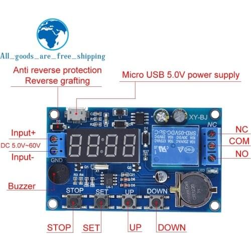 DC 5V Real time Timing Delay Timer Relay Module Switch Control Clock Synchronization Multiple mode control Wiring diagram