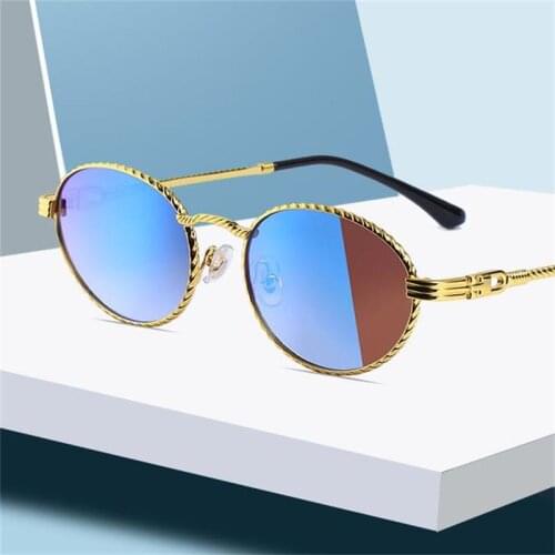 Vintage Designer Round Sun Glasses For Women 2021 Fashion Oval Sunglasses Mirror Small Frame Chic Eyewear UV400 Men Oculos