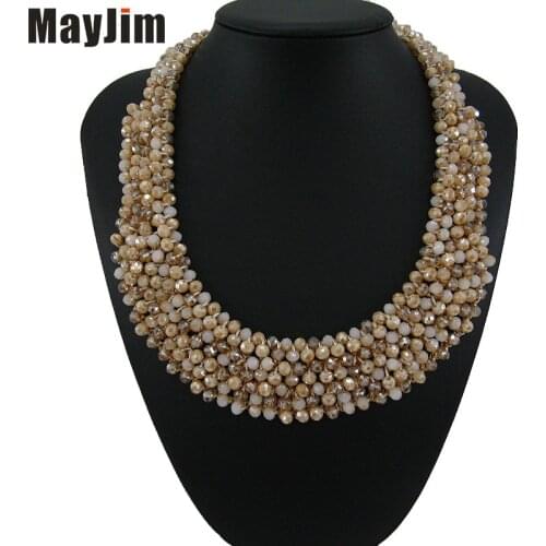 MayJim Vintage Choker crystal bead Chain Pure hand knitting Necklace Women bohemian Necklaces Pendants Fashion Statement