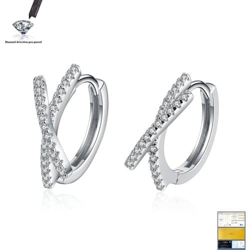 Total 0.28ct D VVS1 Diamond Test Passed Moissanite 18K White Gold Plated 925 Silver Earring Jewelry Woman Girlfriend Gift