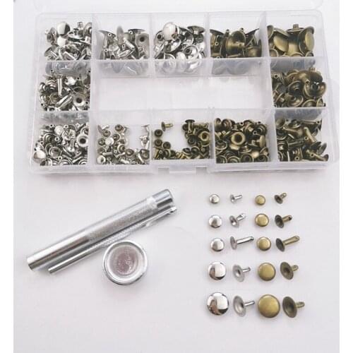 200 Sets Metal Single Cap Rivets Studs Round Rivet for Leather Craft Bag Belt Garments Hat Shoes Pet Collar Decor