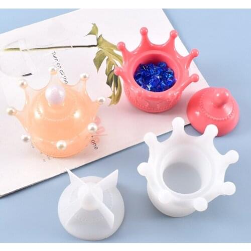 DIY Crown Shape Storage Box Silicone Mold Jewelry Accessories Storage Tool Epoxy Resin Craft Kawaii Art Molds