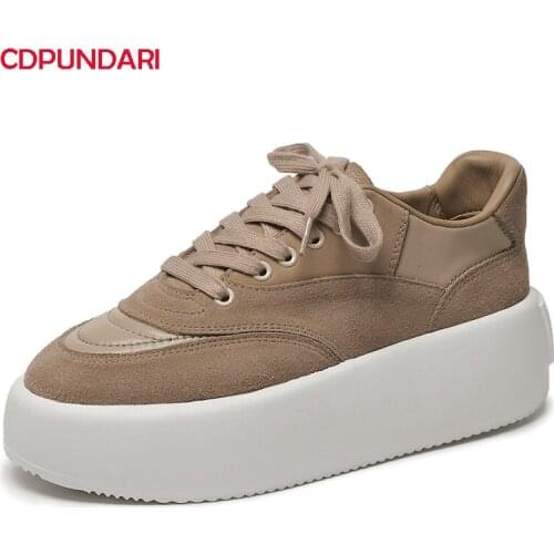 2021 Ladies Patchwork Cross-tied Genuine Leather Flat Platform Sneakers Women Luxury Casual Flat Loafers Shoes Spring Summer