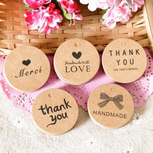 100pcs Thank You Kraft Paper Tag Party Price Label Tag Paper Cards Wedding Decoration Gift Tag DIY Sewing Supplies Garment Tag