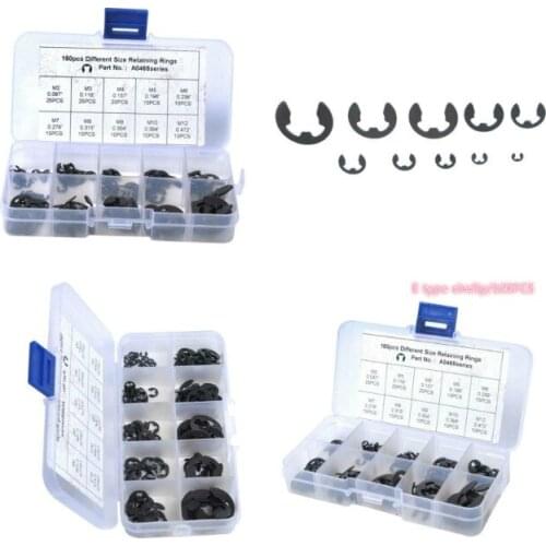 160 pcs/box E Clip washer Assortment Kit Circlip retaining ring for shaft fastener