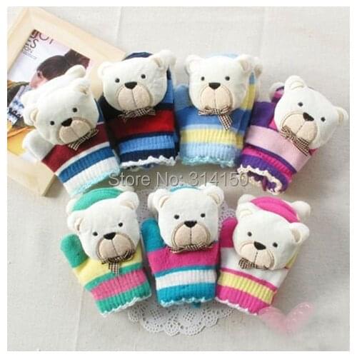 2Pairs/Lot New Christmas Gift Kid Mittens Accessories Kids lovely Cartoon Animals Gloves Design Warm Knitting Gloves