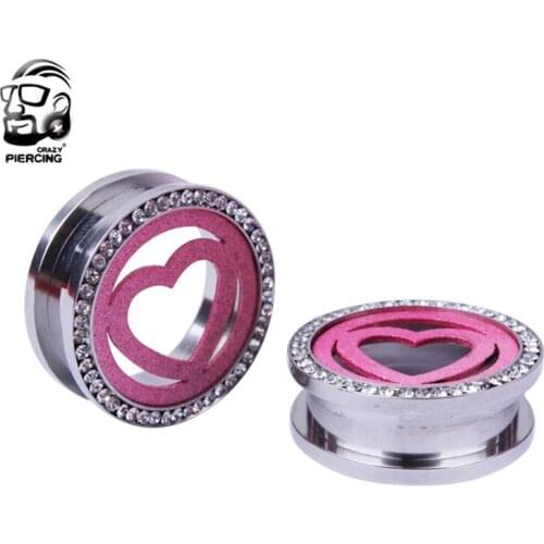 2pcs Women Men Heart Flared Flesh Tunnel Ear Plug 316L Surgical Steel Ear Expander Gauge Body Piercing Jewelry orelha cartilagem