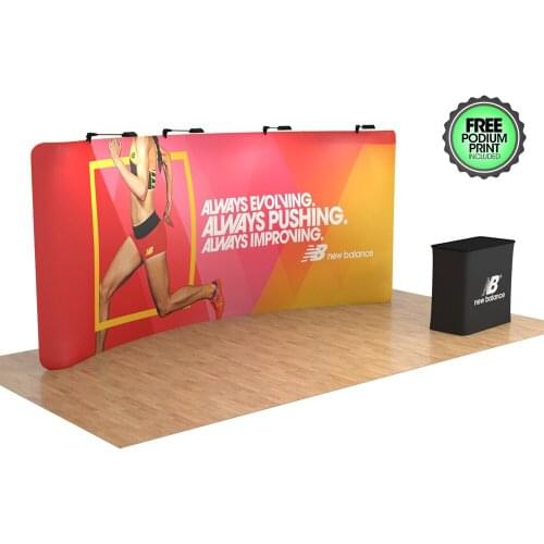 20ft Portable QuickZip Trade Show Booth Pop Up Display with LED Spotlights Counter Custom Full Color Print 009