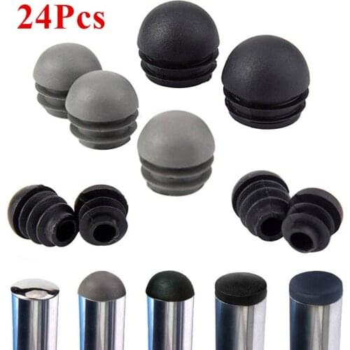 Furniture Steel Pipe Round Rubber Plug Spherical Head Round Plastic Plug End 16-35mm Chair Foot Cover Furniture Accessories 24P