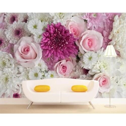 Beibehang 3d wallpaper dream flowers roses lilies flowers background wall paintings living room bedroom TV wallpaper mural photo