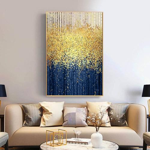 Abstract Canvas Painting Wall Art Gold Flowers Leaf Nordic Picture on The Living Room Home Wall Decor Poster and Print One Piece