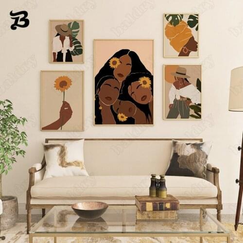 Abstract Wall Art Posters Painting Girls and Flowers Canvas Painting Posters and Prints Wall Art Pictures for Living Room Decor