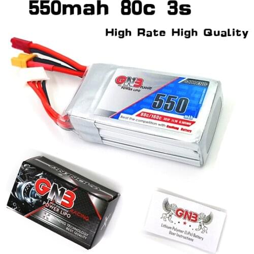 2/5PCS High Rate Gaoneng GNB 3s 11.1V 550mAh 80C Lipo Battery XT30 JST Plug for RC Ca Lizard95 FPV Racer Quadcopter Racing Drone