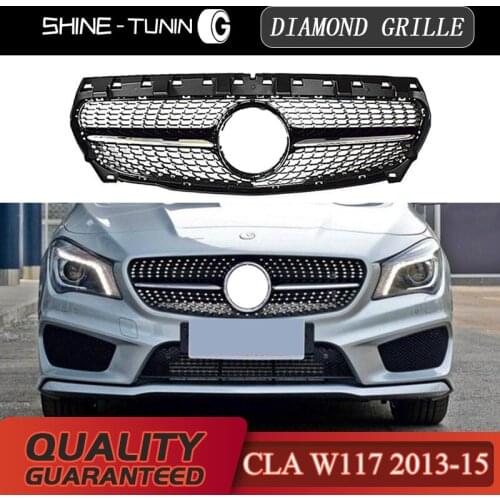 Diamond Grille Suitable for Mercedes-Benz CLA class W117 CLA180 CLA200 CLA220D CLA250 CLA45 black silver Grille 2013-15 2016