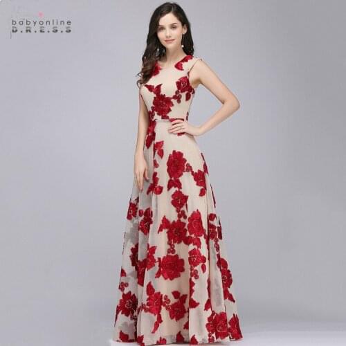 Vestido de Festa Lace Long Tulle Evening Dresses With Embroidery A-line Burgundy Evening Gowns Sleeveless Robe de soiree
