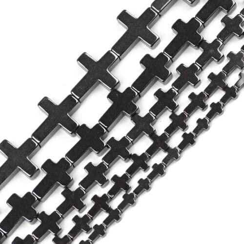 JHNBY Jesus cross Black Hematite beads Natural Stone 4/6/8/10MM Loose beads for Jewelry bracelet Making DIY Findings Accessories